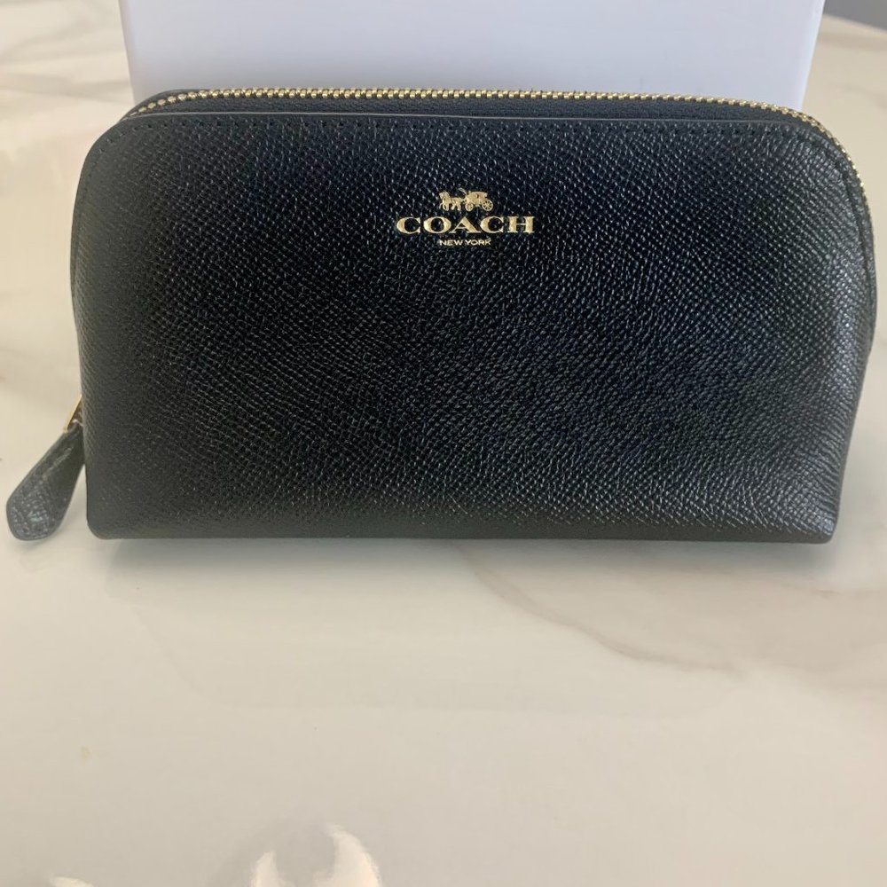 COACH LEATHER COSMETIC CASE/BLACK